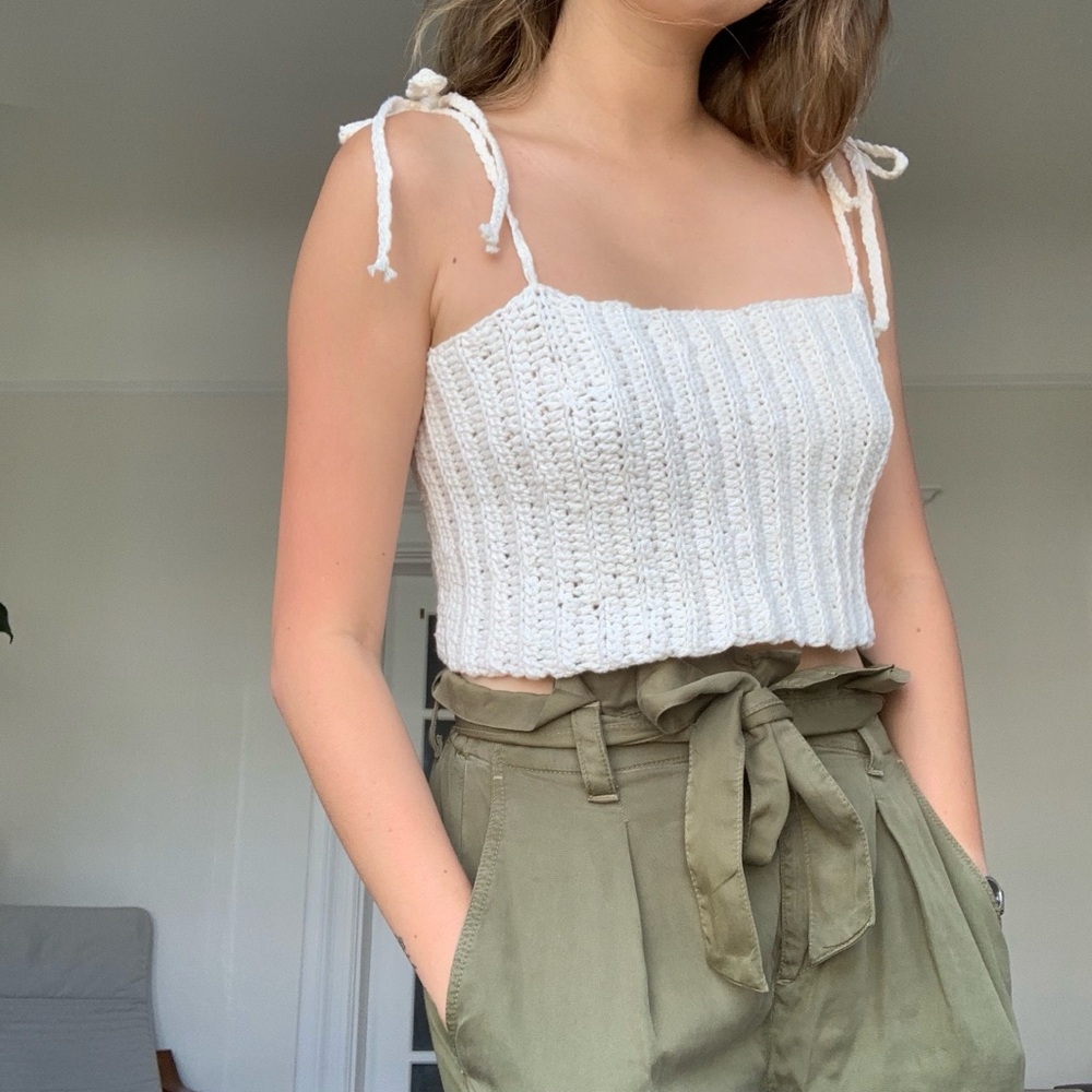 White Crochet Crop Top